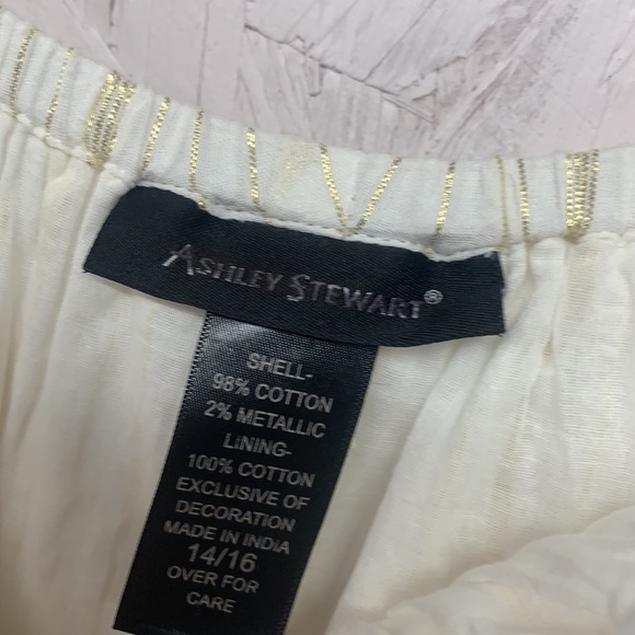 Ashley Stewart  Lurex Stripe Off Shoulder Maxi - Picture 8 of 10